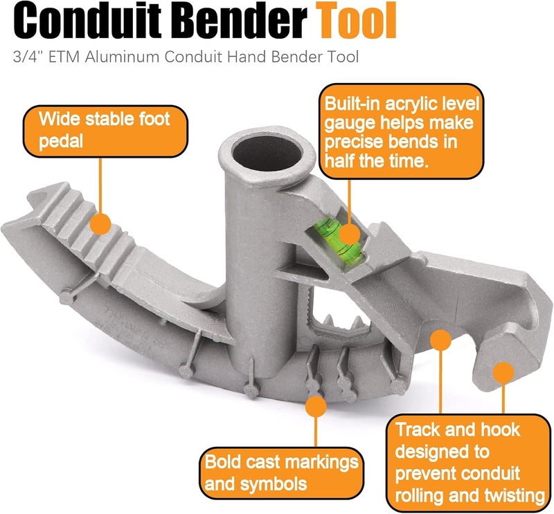 Fuzbaxy Conduit Bender Tool for 3/4inch EMT and 1/2 inch Rigid Pipes for Stub-Ups,Offsets,Back-to-Back(Aluminum) - Image 4